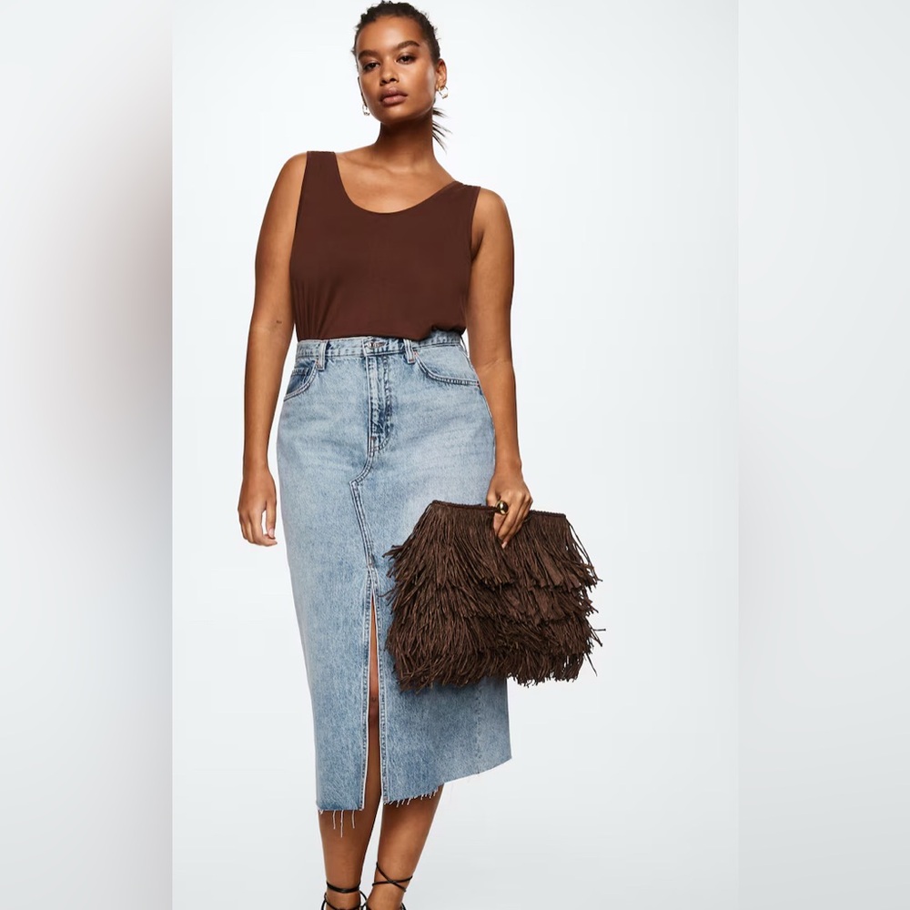 ❤️Mango Denim skirt women’s XS heigh front slit